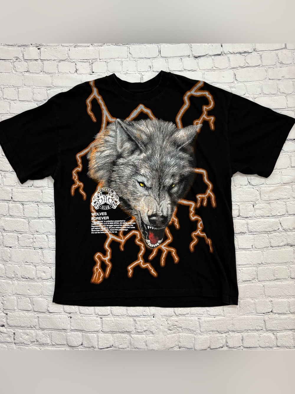 Darc Sport Wolves Club Shirt Wolf Lightning AOP American Thunder Oversized Sz L
